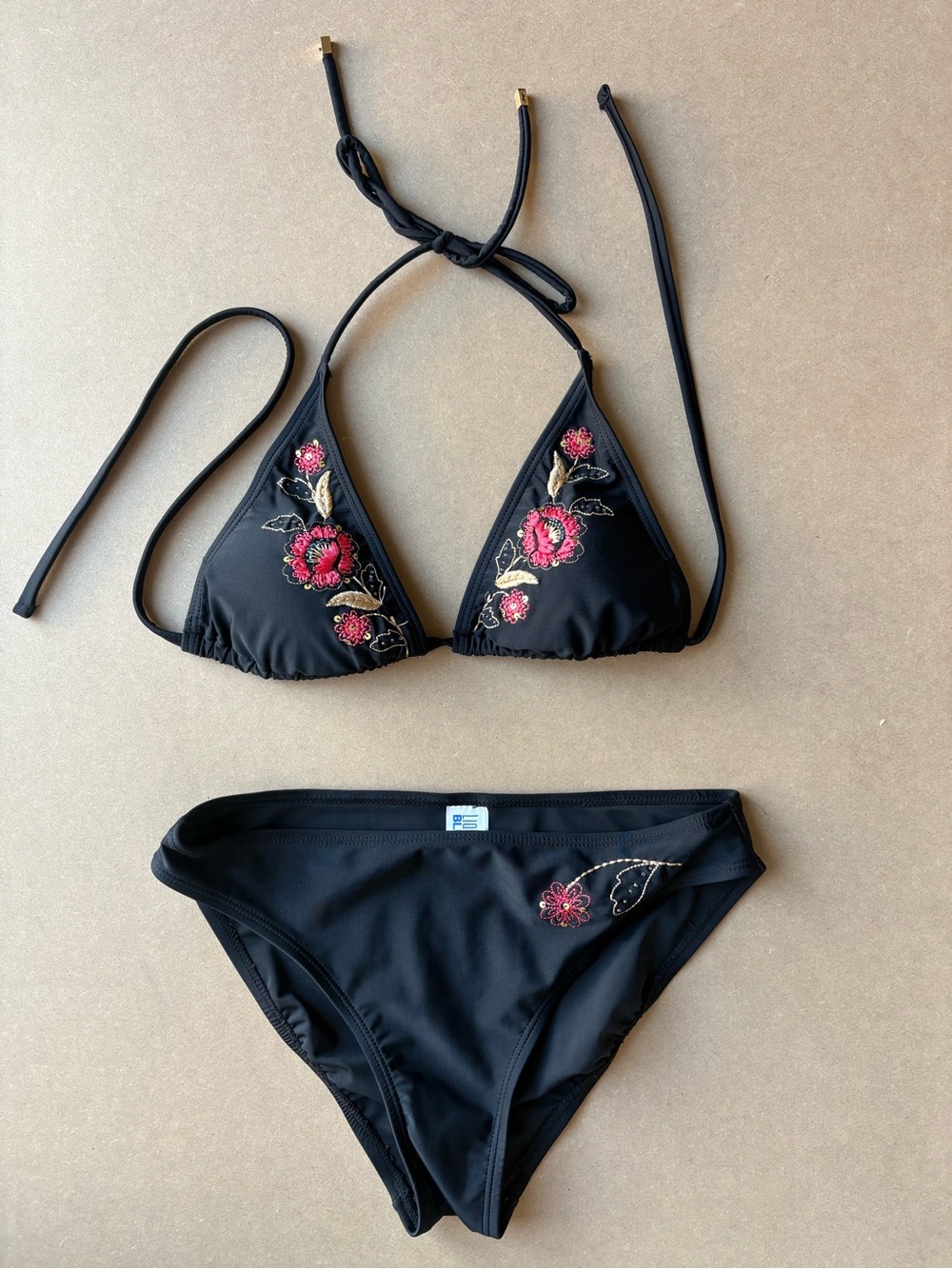 Liquid Blue Floral Embroidered Bikini Set — Size L